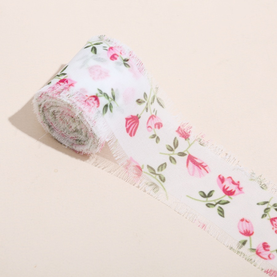 1 Roll 5m*4cm Frayed Edged Satin Handmade Printed flowers Chiffon Silk Ribbon For Wedding Bouquets Birthday Party DIY Decoration: antique silver
