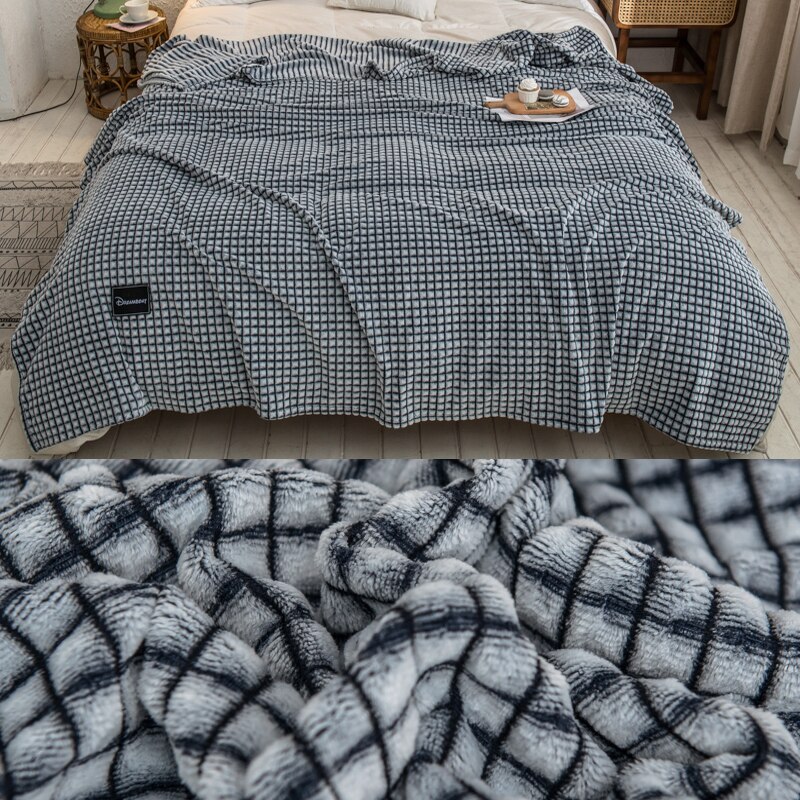 Couvertures en flanelle douce pour lits couleur unie corail polaire fausse fourrure en peluche jeter simple lit Double hiver couvre-lit couvertures: Grey / 200X230CM