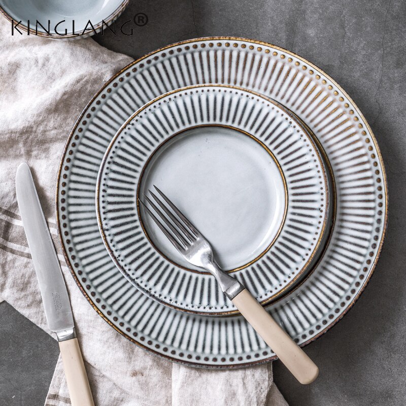 Kingdian-louça de cerâmica para casamento, copo de água, tigela de salada, macarrão, arroz, tigela, prato de jantar