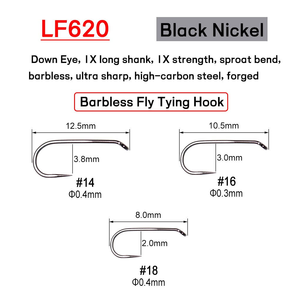 Bimoo 500PCS 8#~22# Barbed & Barbless Fly Tying Hook High Carbon Steel Dry Wet Nymph Pupae Caddis Scud Midge Flies Fishing Hook: 15 / Yellow