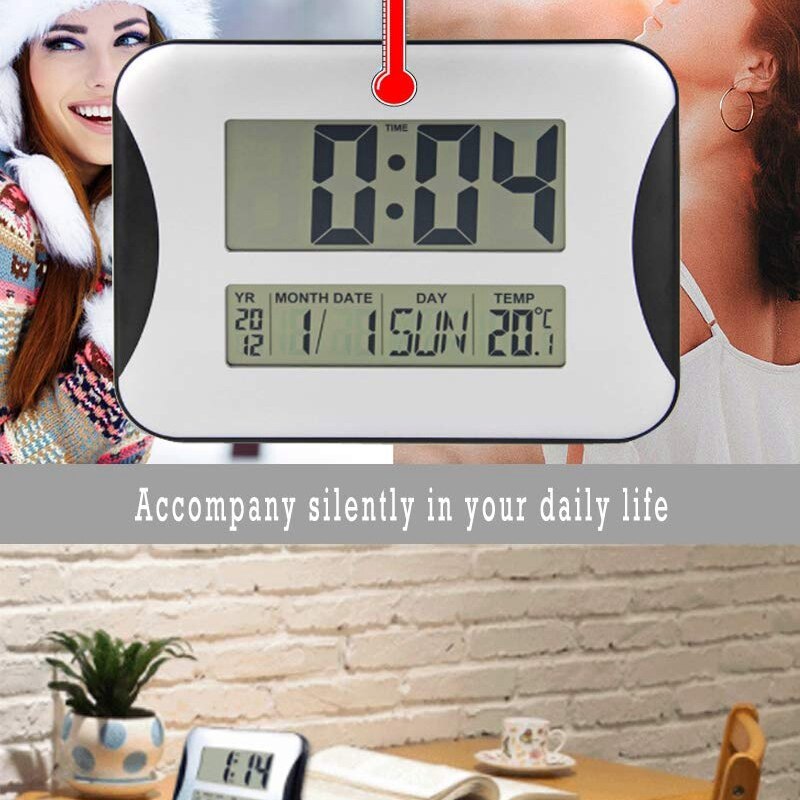 Large Digital Wall Clock with FoldOut Table Stand, Size Is 13 Inches