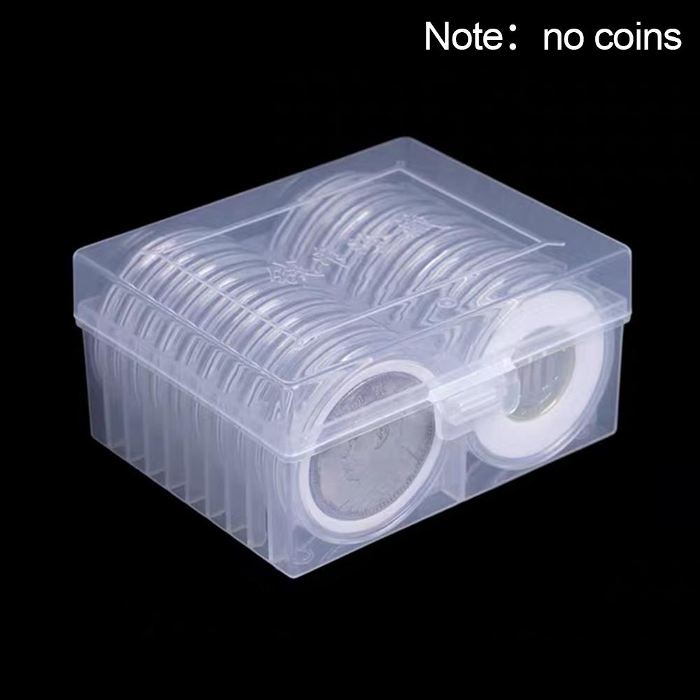 Coin Storage Case 20pcs 16/20/25/27/30/38/46mm Coin Capsules Holder and Protect Gasket Coin Holder Case with Plastic Storage #CW