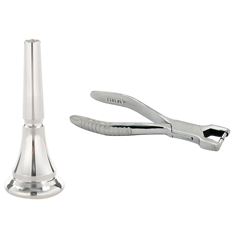 French Horn Mouthpiece - Silver Plated Metal Copper Alloy - with Spring Removal Pliers: Default Title