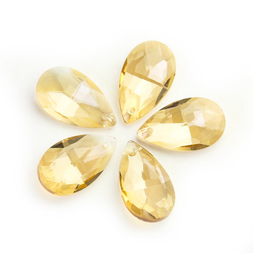 5Stck 28mm Waterdrop Kronleuchter Kristalle für Niedrige Decke Prismen Sonne Fänger Facettierte Glas Perle Vorhang Anhänger DIY Schmuck, der: Champagner