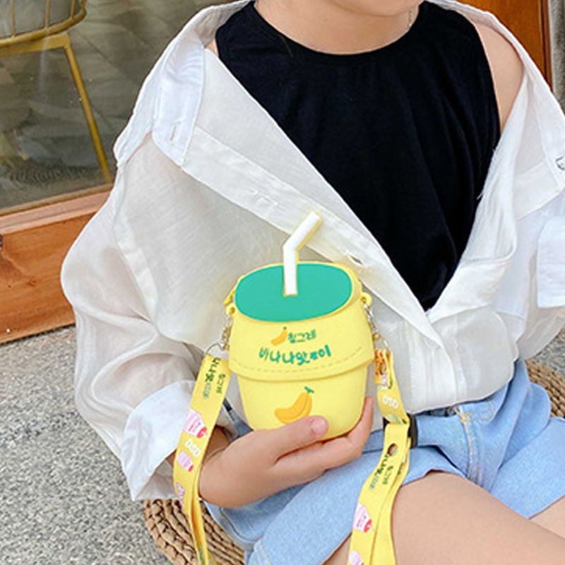 Kids Girls Lovely Shoulder Bag Phone Pouch Silicone Cartoon Crossbody Satchel Zipper Purse