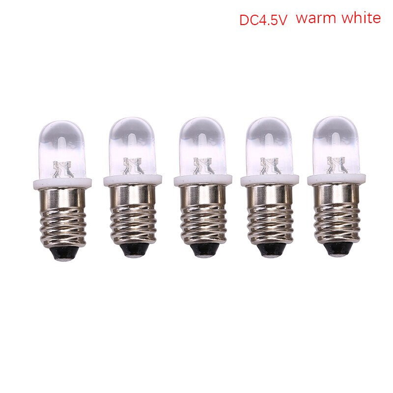 5 Stks/partij E10 Led Lamp E10 Dc 3V 4.5V Instrument Lamp E10 Indicator Lamp Ouderwetse Zaklamp Lamp 2.8Cm X 1Cm: warm white DC4.5V