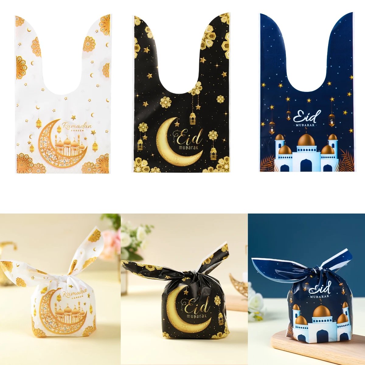 Eid Mubarak Geschenkzakken Plastic Zak Koekje Snoep Ramadan Kareem Decoratie 2025, Islamitische Moslim Feestverpakking Zakje