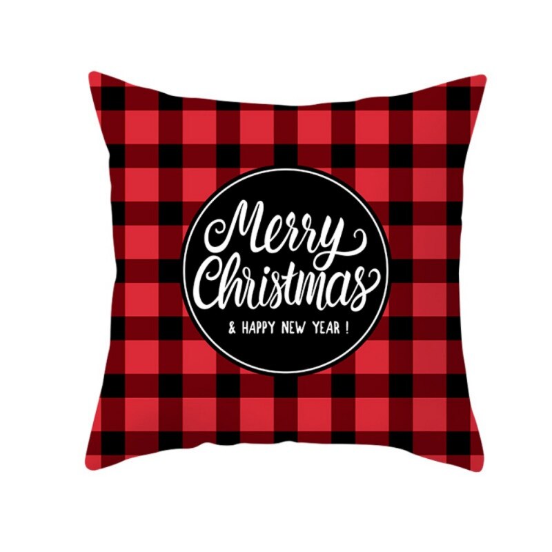 17.7in Double face décoratif thème de noël à carreaux jeter taie d'oreiller rouge vert noir Plaid taie d'oreiller pour la maison: 5