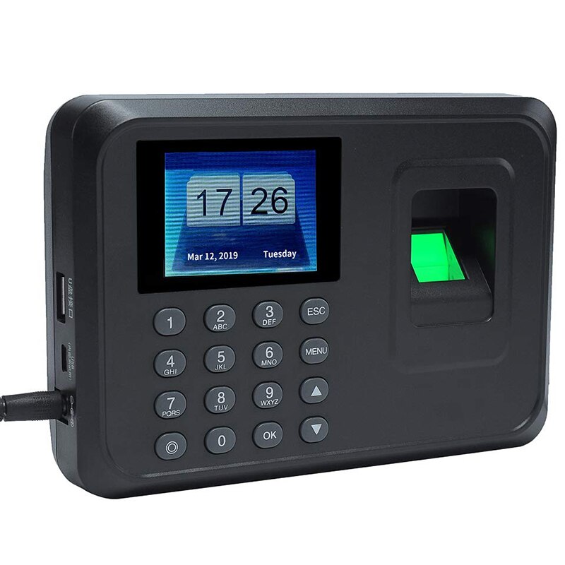 US Plug,H1 ligent Biological Fingerprint Password Attendance Machine Employee Sign-In Recorder