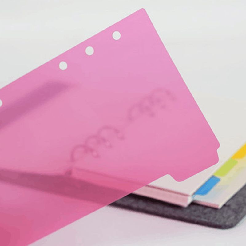 1Set A5 A6 Carpeta de hojas sueltas separador de índice PP colorido divisores de página de 6 agujeros