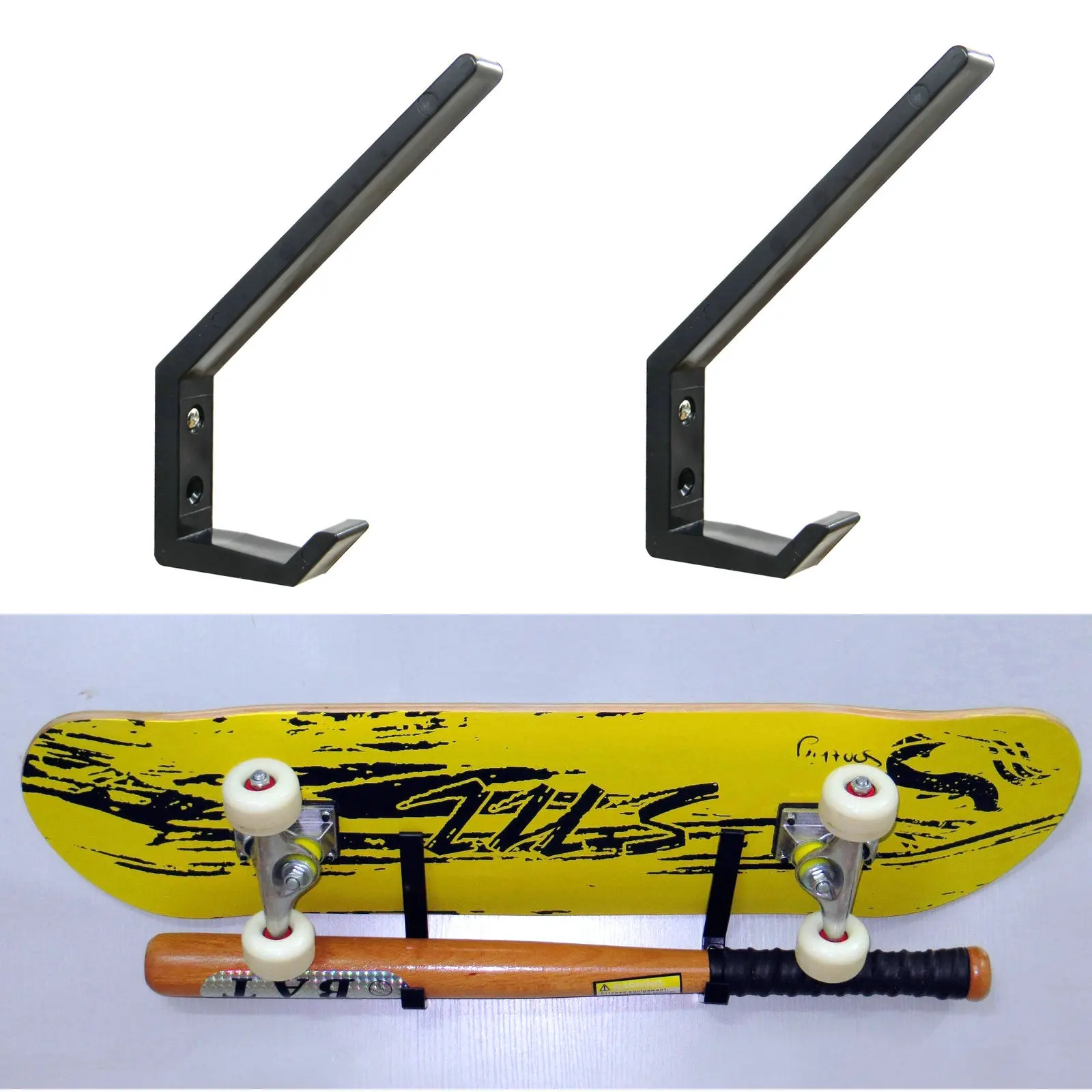 Multi-function Skateboard Wall Mount Hanger Rack Storage Clip Fit All Size Skateboard