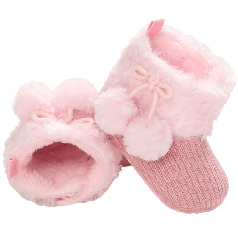 Winter Baby Schuhe, Einfarbig Weichen Bequemen Hairball Anti-Unterhose Prewalker Baumwolle Stiefel für freundlicher