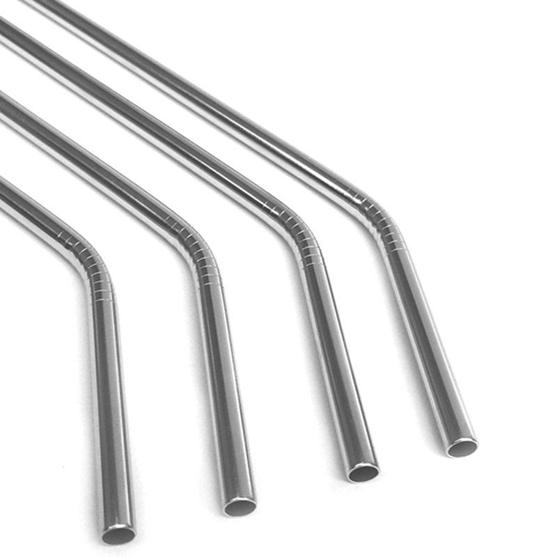 100/ metalen rietjes, herbruikbaar 304 roestvrijstalen drinkwaterleidingen 215 mm x 6 mm gebogen rietjes 100 stuks