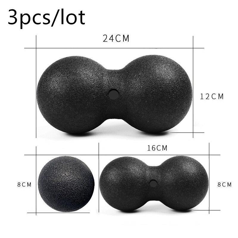 Mini pelota para hacer ejercicio, pelota de masaje de Lacrosse doble, movilidad, cacahuete, liberación miofascial, Yoga de tejido profundo: 3pcs