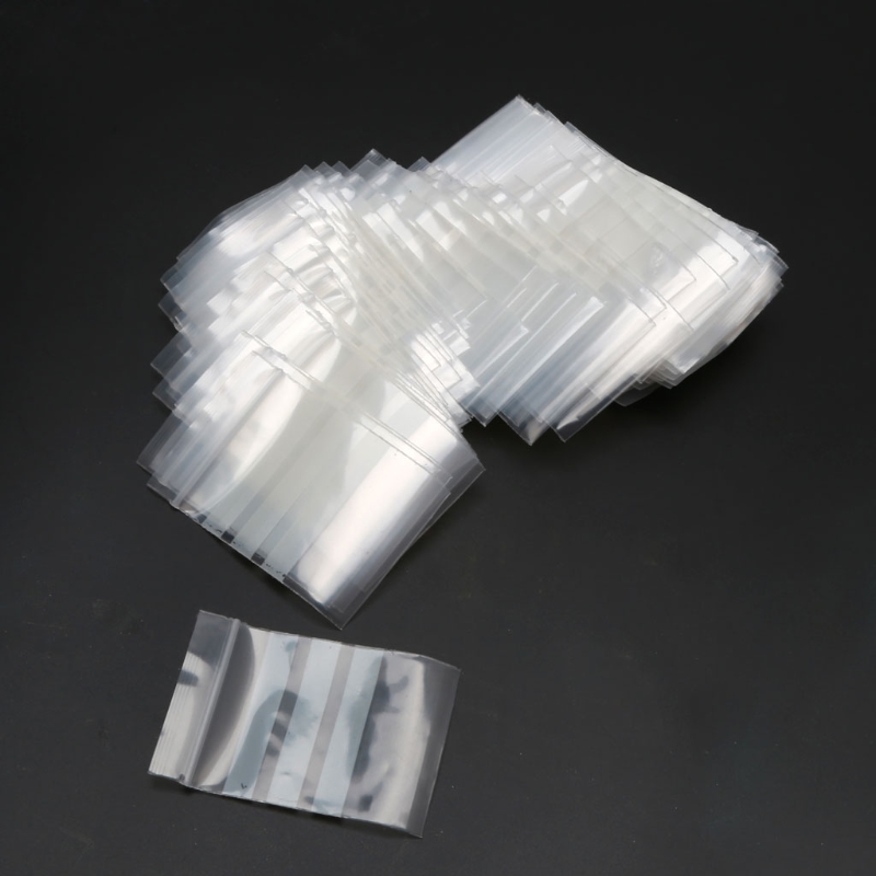 100 PCs/pack Small Plastic Self-Sealing Zipper Jewelry Storage Bags Writeable Reclosable Zipped Leak-proof Jewelry Packaging
