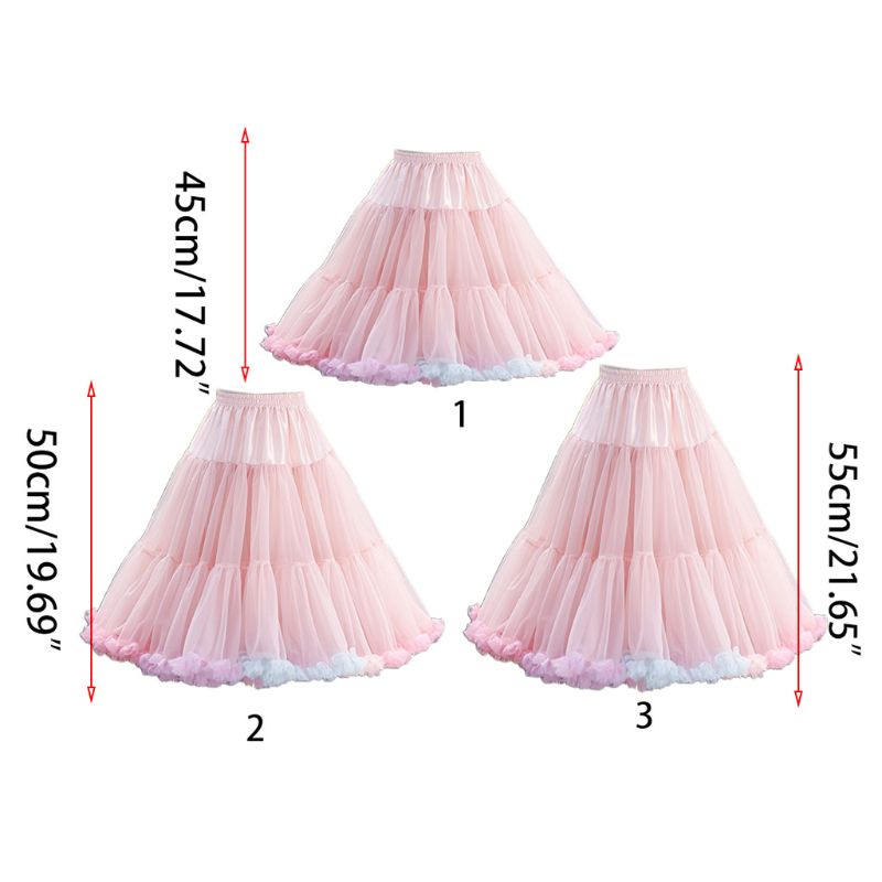 Kvinnor resår midja pösig tyll underkjol regnbåge moln kort tutu kjol balett dans pettiskirts lolita underkjol