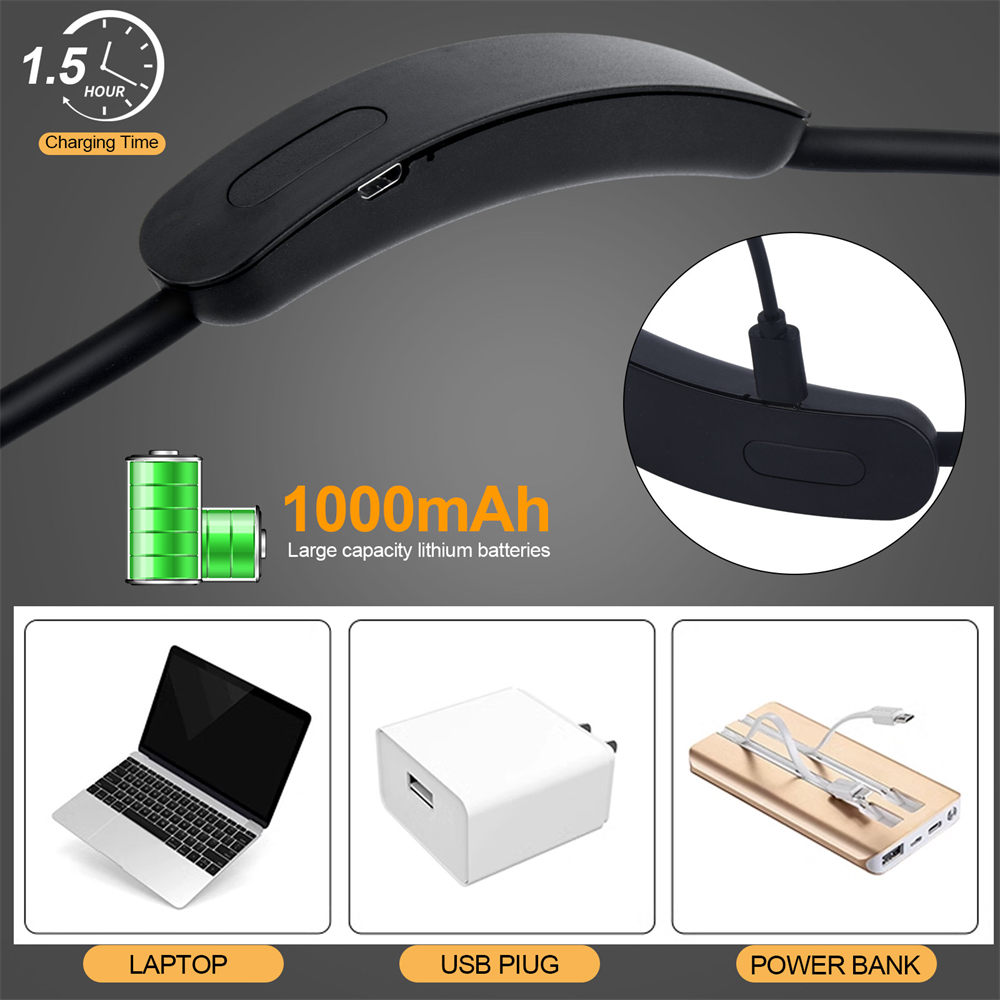 LED-Lesehalsleuchte, wiederaufladbar über USB, Bücherlampe 360° ° flexibel Arm Lesebuch Licht Lesen Hals Lampe Studie Lesen Nachtlicht
