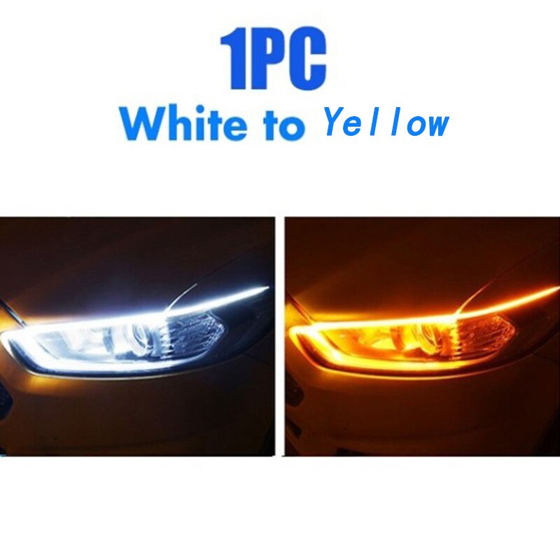 Start scanning automobile LED daily light external ultra thin light guide bar dual color streamer LED turn signal driving light: White to yellow / 30cm