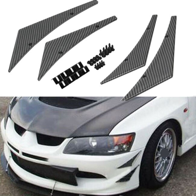 4 x fibra de carbono deportiva Racing Diffuser parachoques Lip Fins alerones Splitter