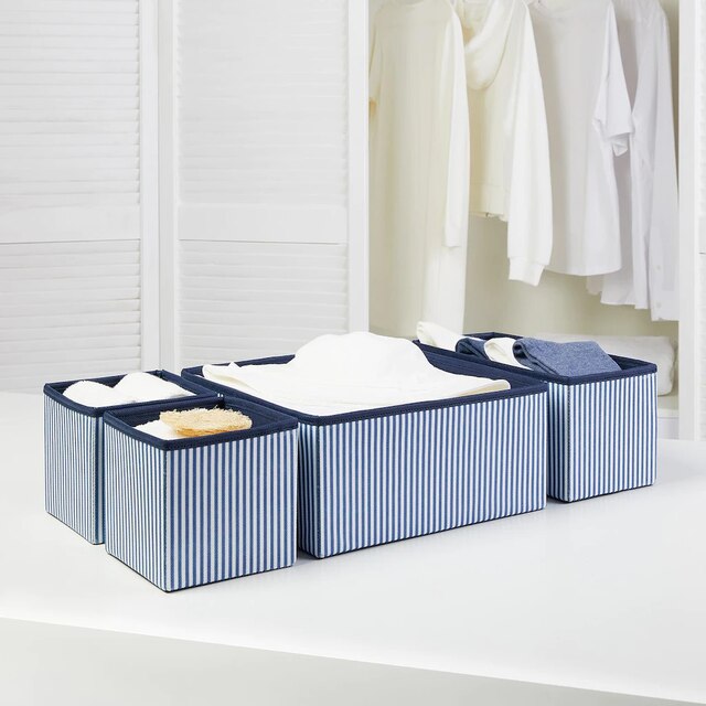 Home Organizer Drawer Wardrobe Organizer Office Wardrobe Outfit Clothes Organizer Box Set 5 Pieces Beige Blue Gray Pink: Blue