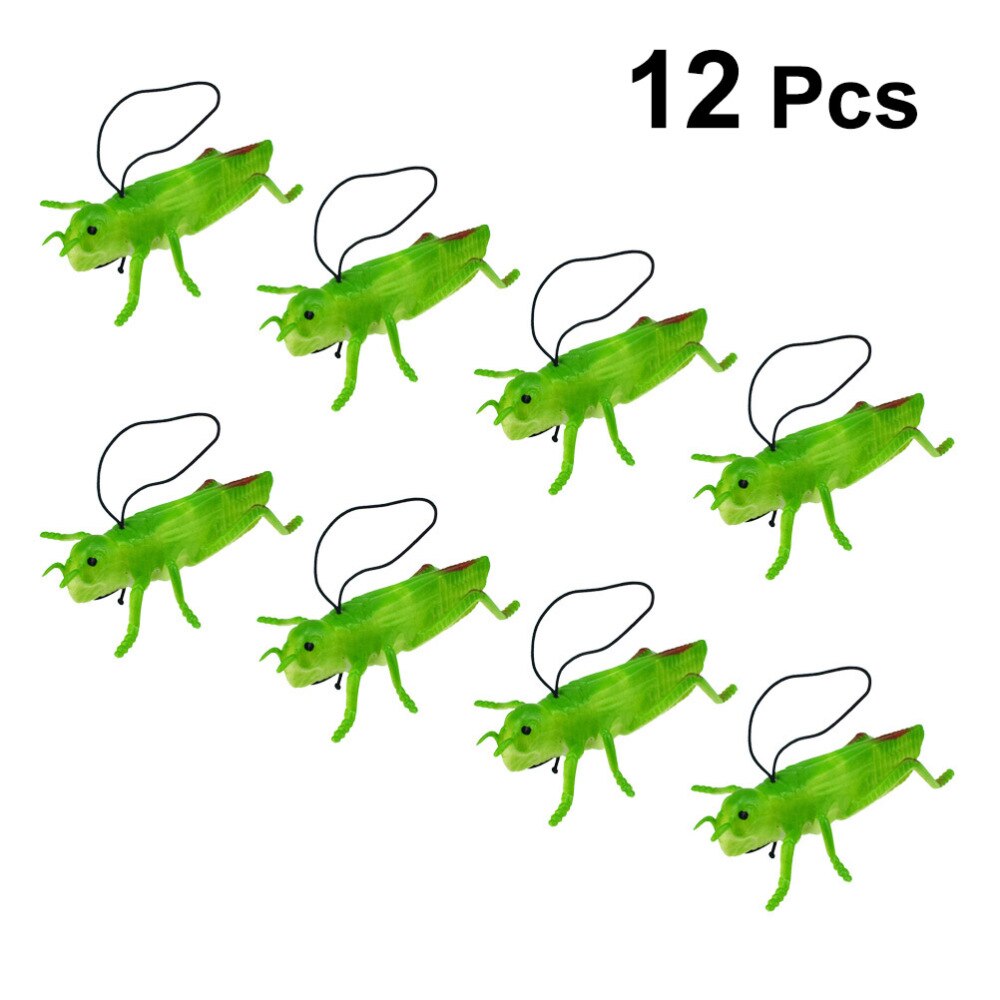 8pcs TPR Simulation Locust Grasshopper Toys Lifelike Insect Model Toys Tricky Props (Green)