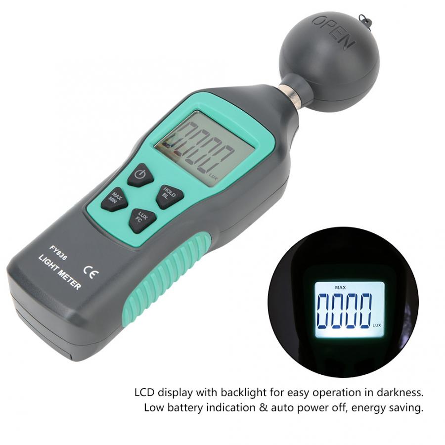 mini cyfrowy Luxmeter 0-200000 wyświetlacz LCD ręczny iluminometr fotometr luminometr cyfrowy miernik światła nowy