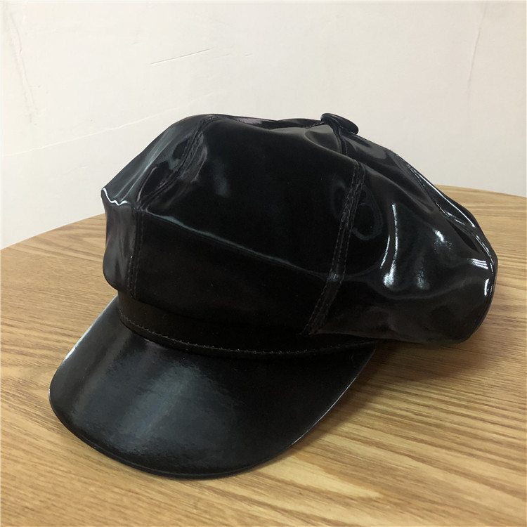 01909-ting002 Klassieke stijl solid Glossy lady VIZIEREN cap vrouwen vrije tijd hoed: Black