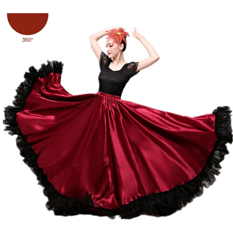 Flamenco Röcke Spanisch Kleid für Frauen tanzen Kostümich Zigeuner schwingen Felsen Chor Bühne Leistung Spanien Stierkampf Bigdance: Farbe3 360