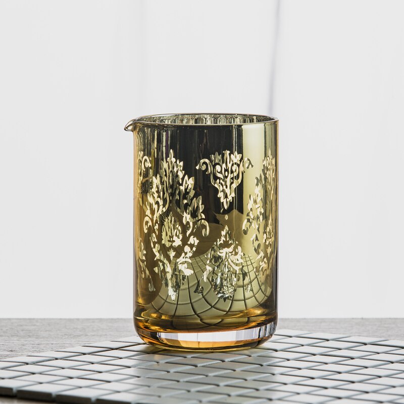 Taza de cristal de estilo japonés para Bar, vaso transparente para mezclar cócteles, whisky, cerveza, vino, jarra hueca: Gold