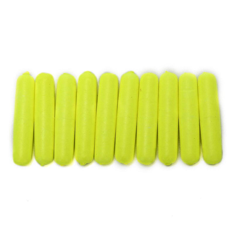 10pcs Small foam Cylinder Rig Float Fishing Float Tip Visual Beans Red Orange Yellow Green Stops Terminal Accessories: YELLOW