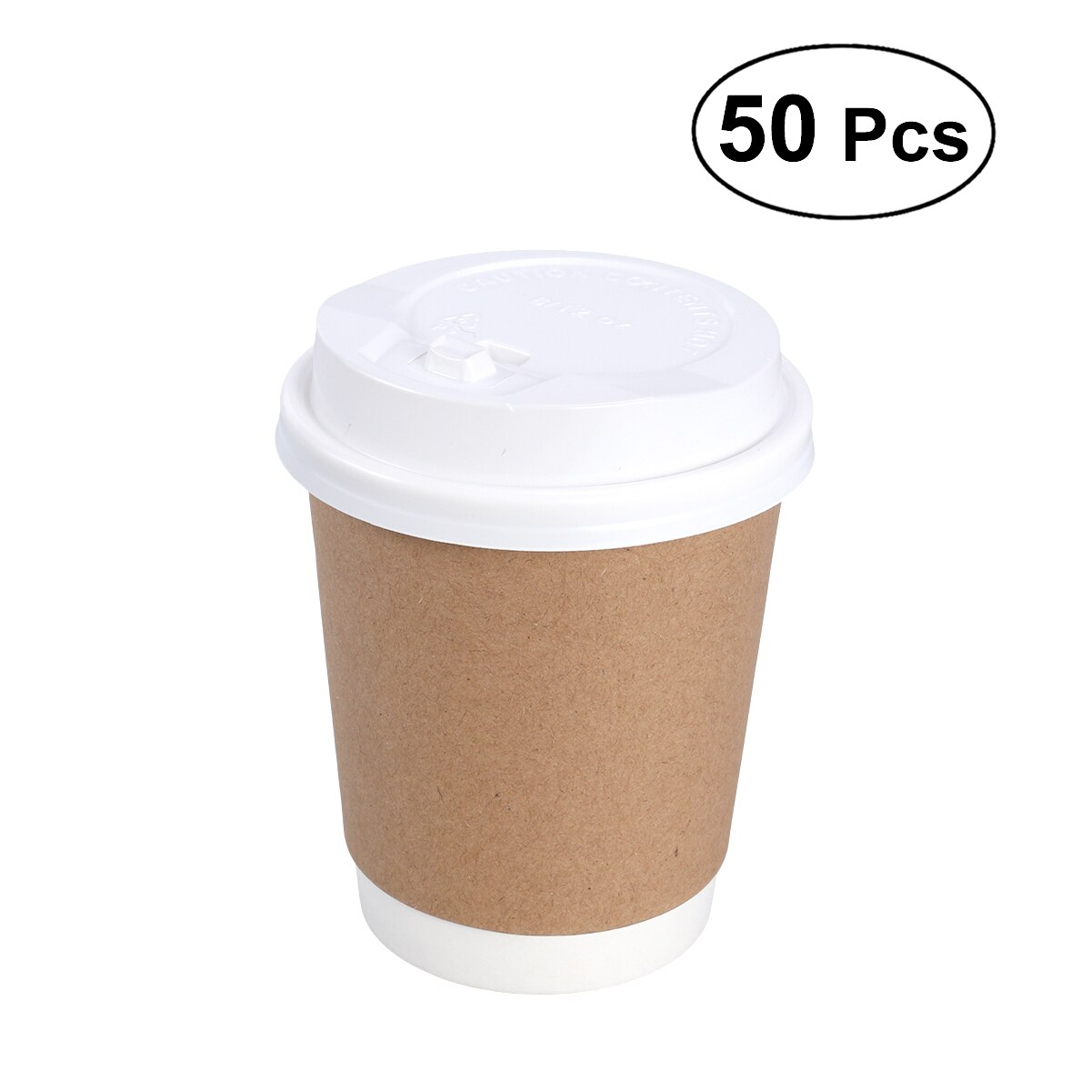 50 st 8oz engångs tjocka pappersmuggar för juice mjölk te till fest bröllop drinkar takeout kaffekopp med vitt lock