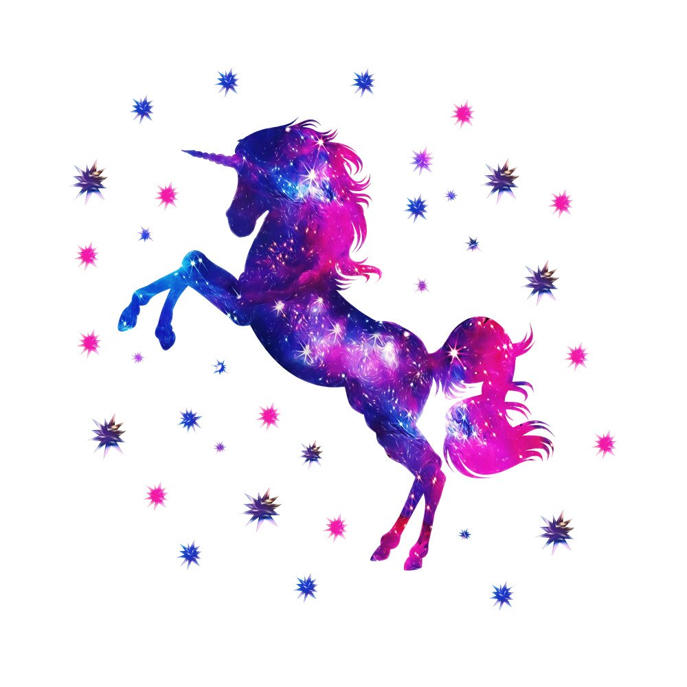 Kleurrijke Galaxy Eenhoorn En Sterren 3D Muurstickers De Art Magic Paard Home Decor Voor Kid 'S Woonkamer Slaapkamer