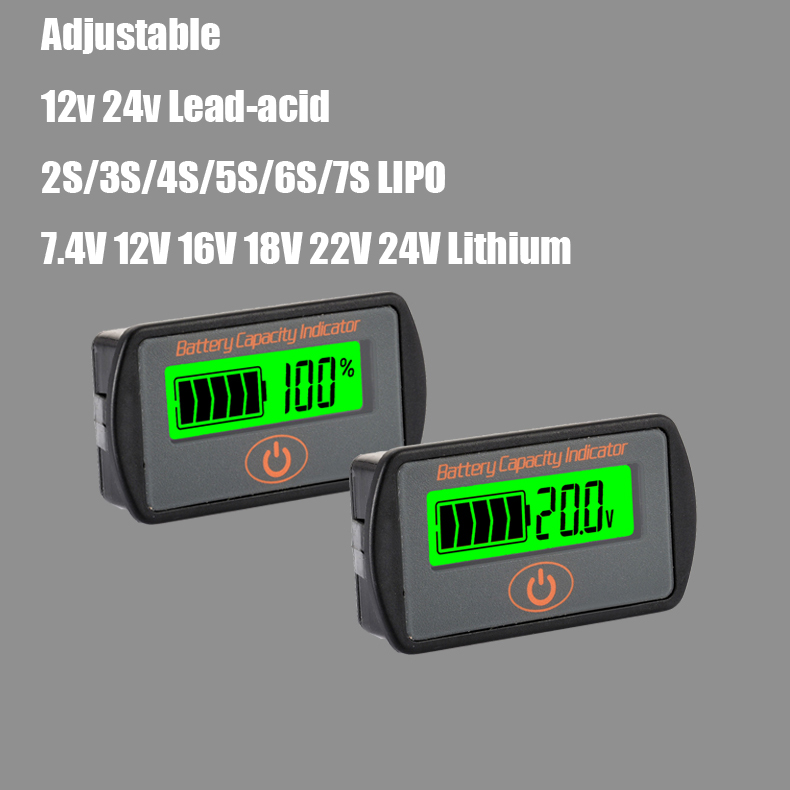 2IN1 Batterij Monitor 1 S 2 S 3 S 4 4S 5 5S 6 S 7 S lood-zuur Lithium batterij indicator Digitale LCD Capaciteit VOLT Tester 12 v 24 v auto