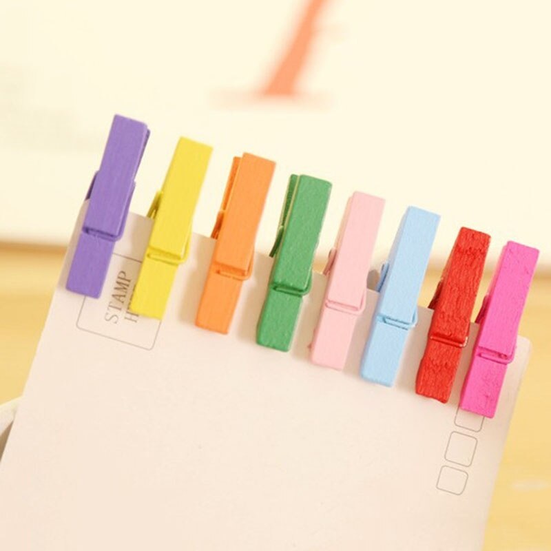 Clips de madera Natural para decoración de pared, pinzas pequeñas de 25mm, color blanco, para manualidades, 50 unids/set por juego