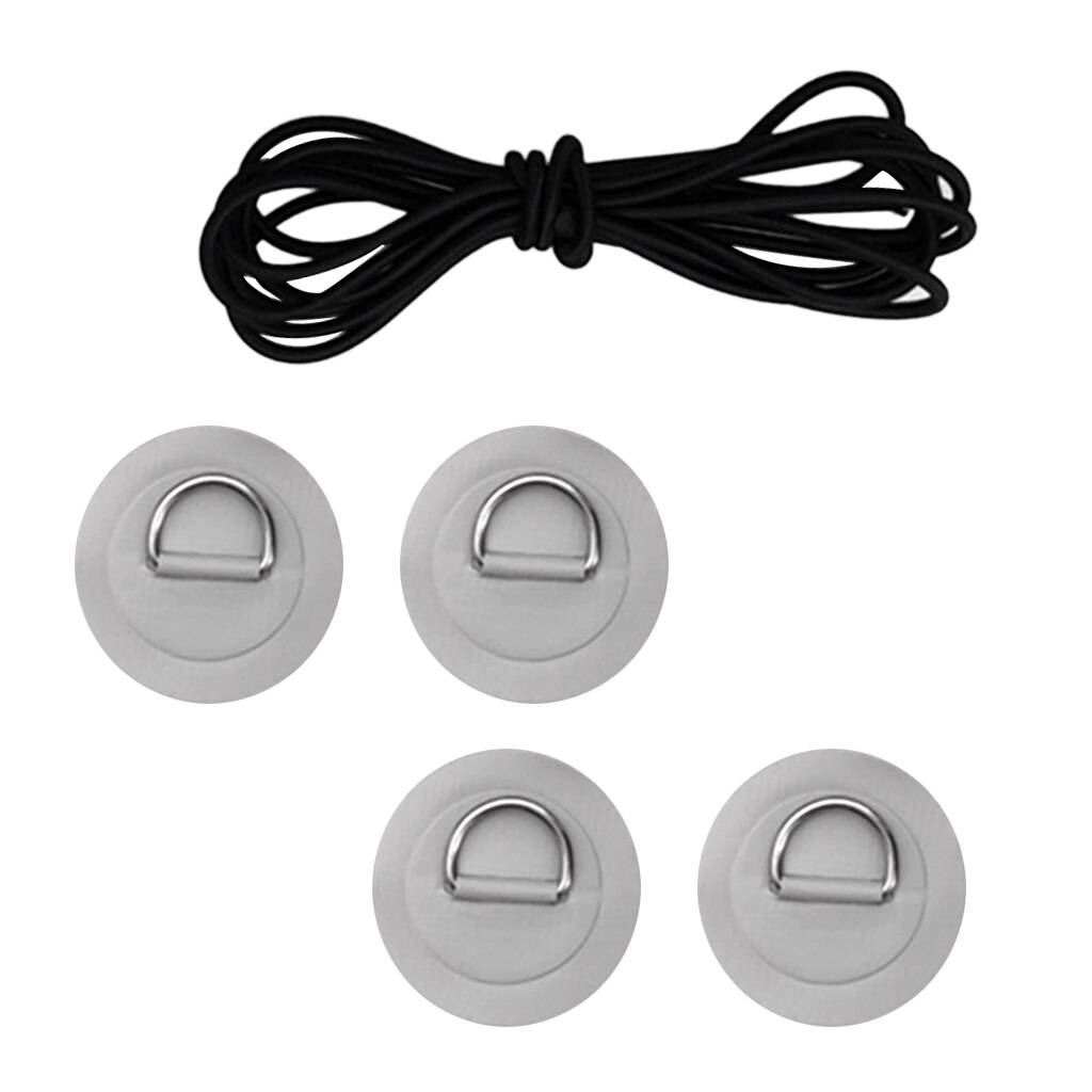 1 sæt 4 stk. d ring pad patch båddæk med 3.6 m bungee reb deck rigging kit til stand up paddleboard deck attachment tools