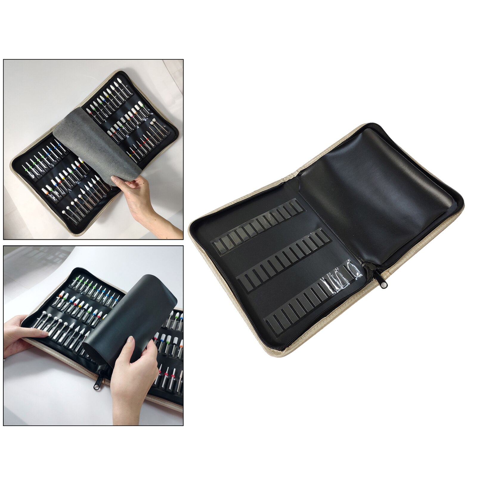 Folding Nail Art Drill Bits Container Storage Case Compact