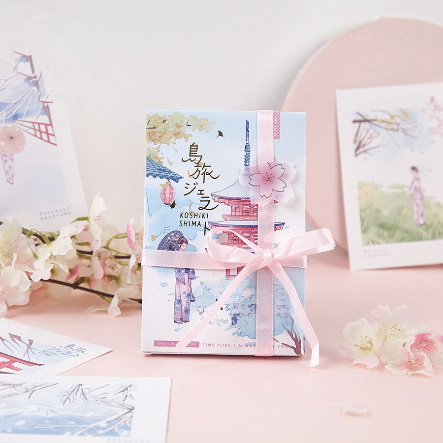30 unidades/juego de tarjetas postales creativas japonesas con ilustración, Serie de viajes de isla, tarjetas de felicitación, carta de cumpleaños, tarjeta de