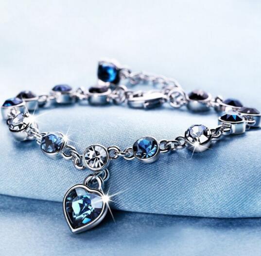 Koreaanse Mode Oostenrijkse Kristal Armband, Perzik Hart Knipperende, Lichtmetalen Armband Op Het Andere Uiteinde Van De Vinger, vrouwelijke Oc