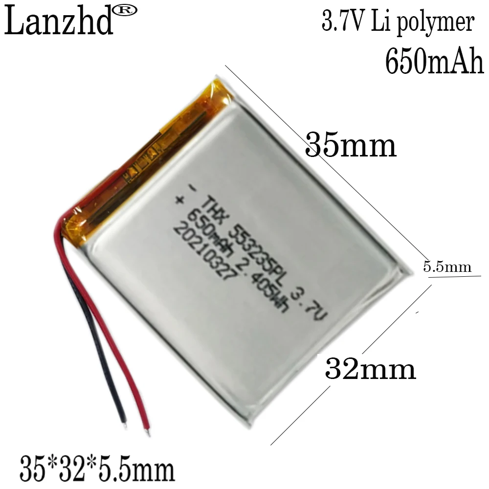 1-10pcs li polymer batteries 3.85V 553233 soft package for cards speakers TWS charging containers MP3