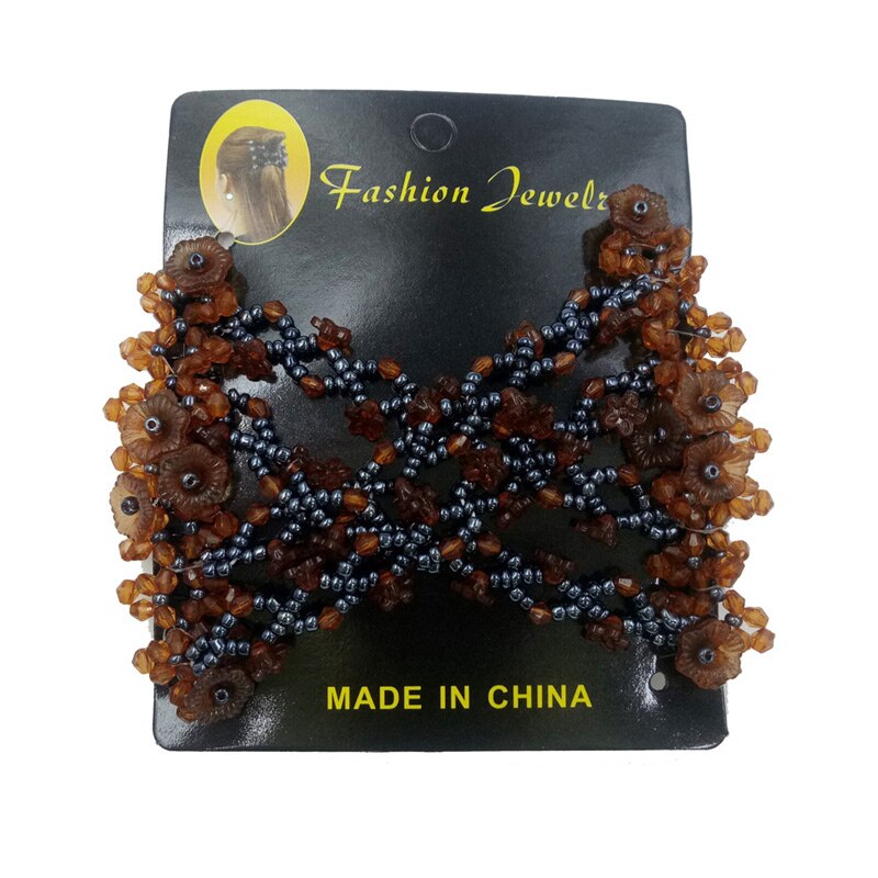 Peigne magique rétro à perles pour femmes, peigne coulissant en métal élastique, accessoires pour cheveux floraux, outil de coiffure, épingle à cheveux pour femmes: 16E