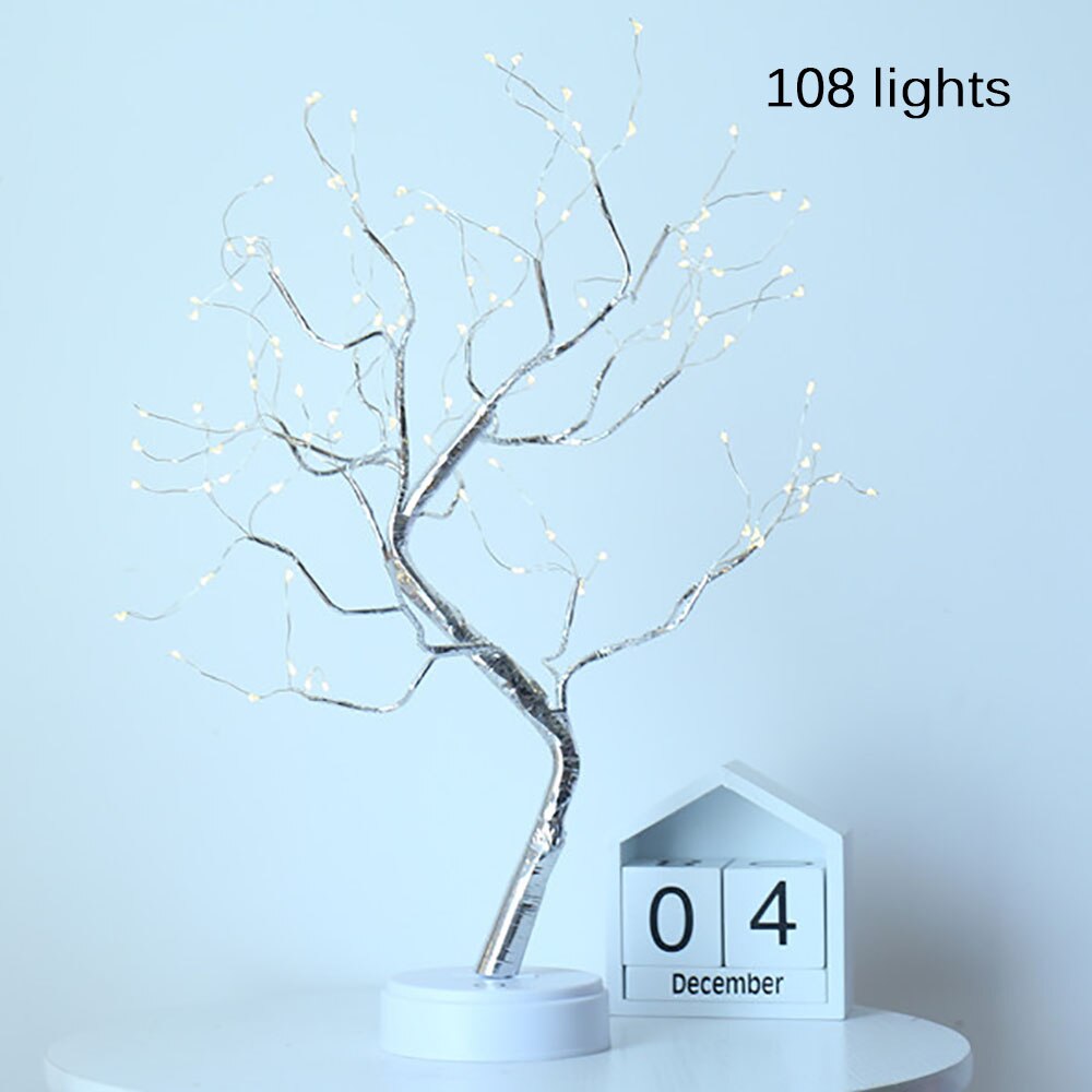 108 LED USB Fire Tree Light Copper wire Table Lamps Night light for Home Indoor Bedroom Wedding Party Bar: 1(108 lights)