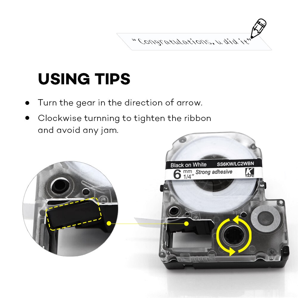 6mm 1pcs Multicolor SS6KW SC6YW SC6RW SD6K ST6KW Label Tapes for Epson Label Printer for KingJim label maker LW-300 LW400