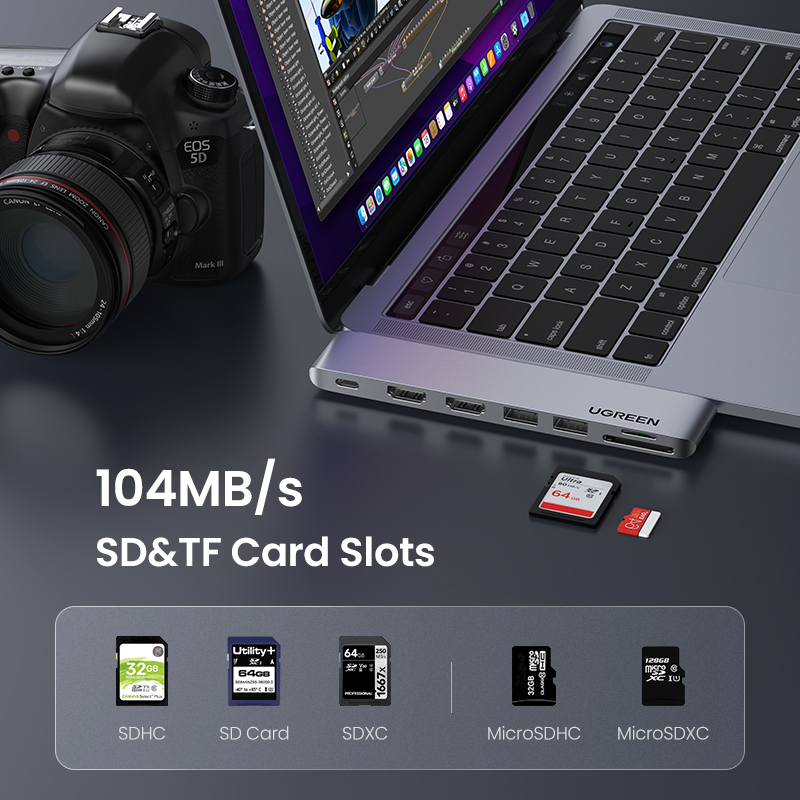 Ugreen usb c hub dual type-c til multi usb 3.0 4k hdmi for macbook pro air adapter thunderbolt 3 dock usb  c 3.1 port type c hub