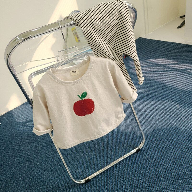 Peuter Jongen En Meisje Katoen Zachte Jas Zuigelingen Baby Apple Cartoon Patroon Losse T-shirt Mode Toevallige Kinderen Sportkleding