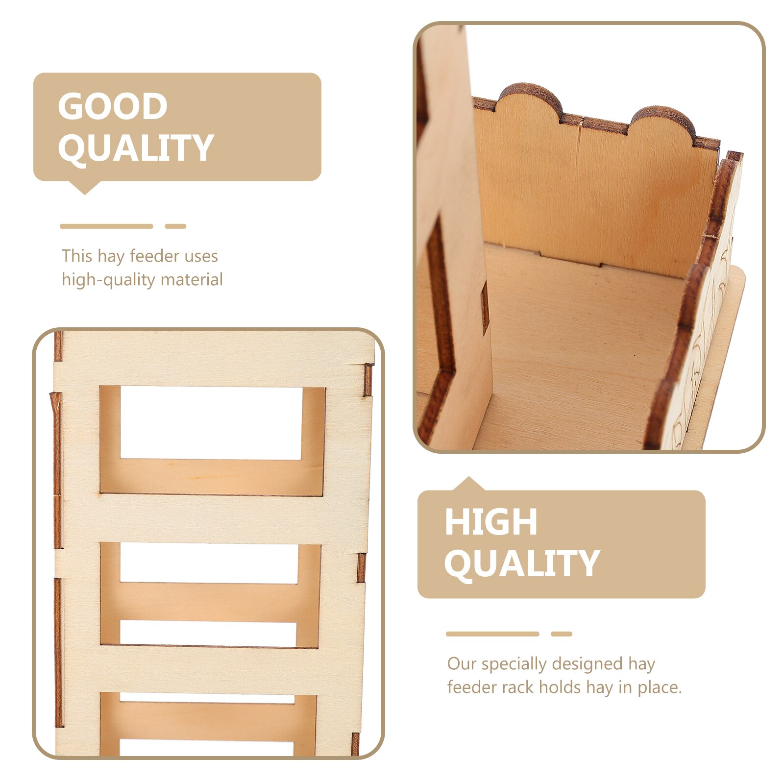 1pc Small Animal Feeder Cage Feeding Tool Rabbit Wooden Hay Food Feeder