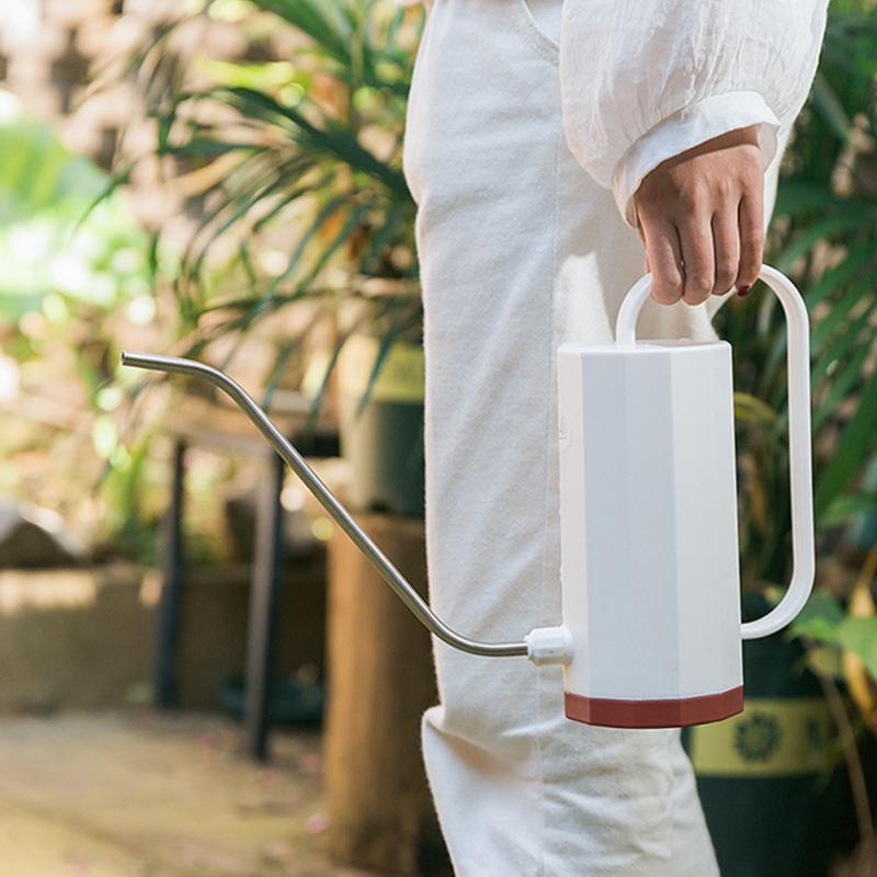 Regadera cilíndrica de 1,2 L para flores de bonsái, herramienta de riego para plantas con mango de boca larga, herramientas de jardinería