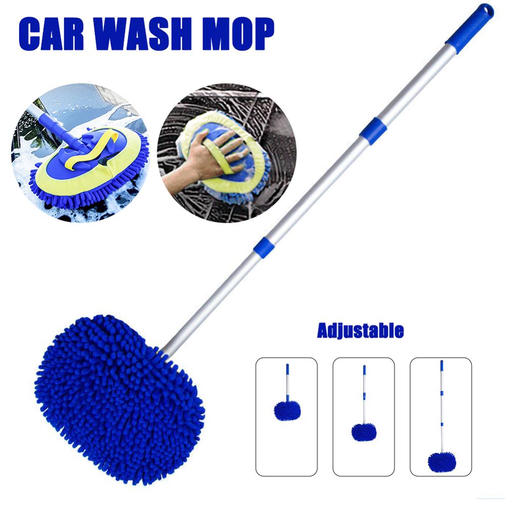 Mopa de limpieza para coche, mopa de limpieza para coche, cera para polvo, 2 en 1 mopa ajustable, fregona de microfibra para lavar el coche, mopa, cepillo para limpieza lavado: Default Title