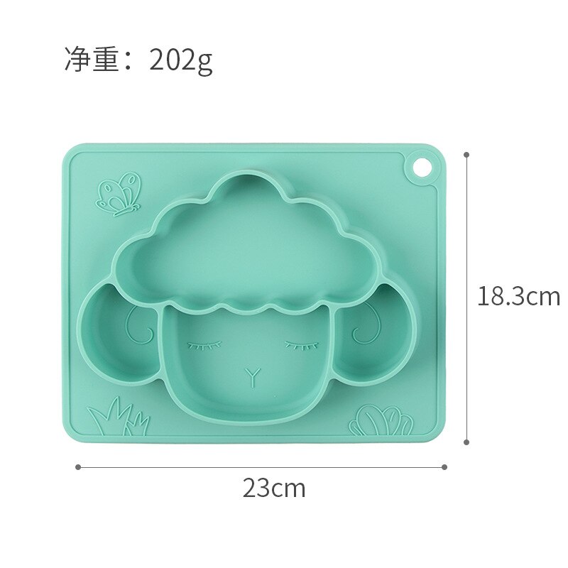 Plato de silicona para bebé, plato antideslizante para alimentación de ovejas, plato dividido, vajilla para niños y niñas