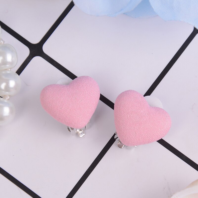 Neue 1 Paar Herz Und Stern Blume Form Kinder Ohrringe Schöne Perle Ohrringe Für Mädchen Ohne Ohr Loch Clip Ohrringe: Rosa