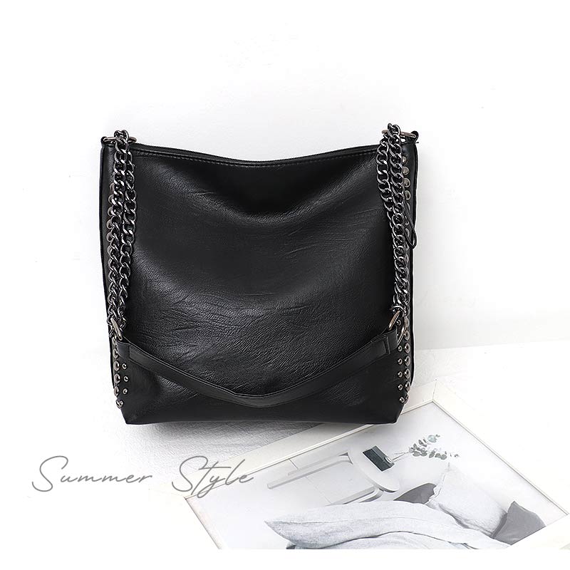 CEZIRA, bolso de hombro de cuero de PU grande para mujer, remaches de lujo, estilo Hobo para mujer, estilo Punk, bolso de mano de cuero vegano, bolso de hombro con cadena, bolso